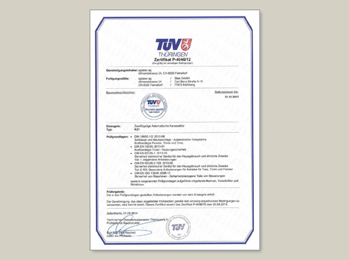 record K21 – TÜV Certificate