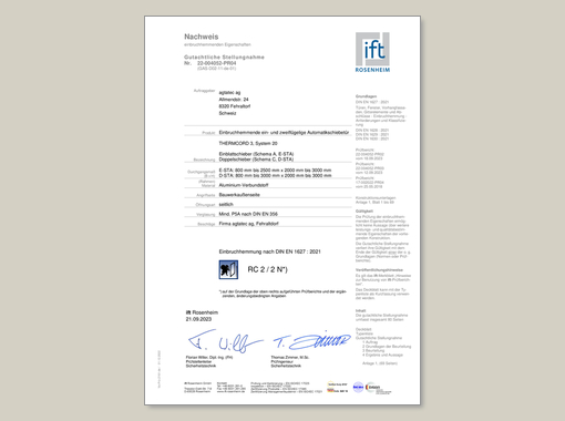 record THERMCORD3 – ift-Nachweis – Gutachterliche Stellungsnahmen (GAS)